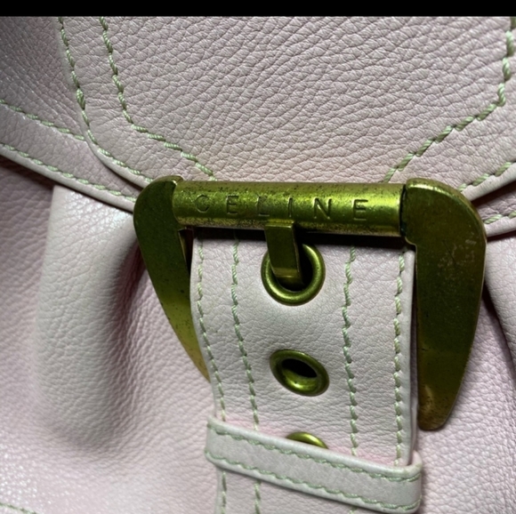 🥳HP🥳Celine Authentic Vintage Satchel Gold Hard Ware Tote Bag Blush Pink - Picture 8 of 13
